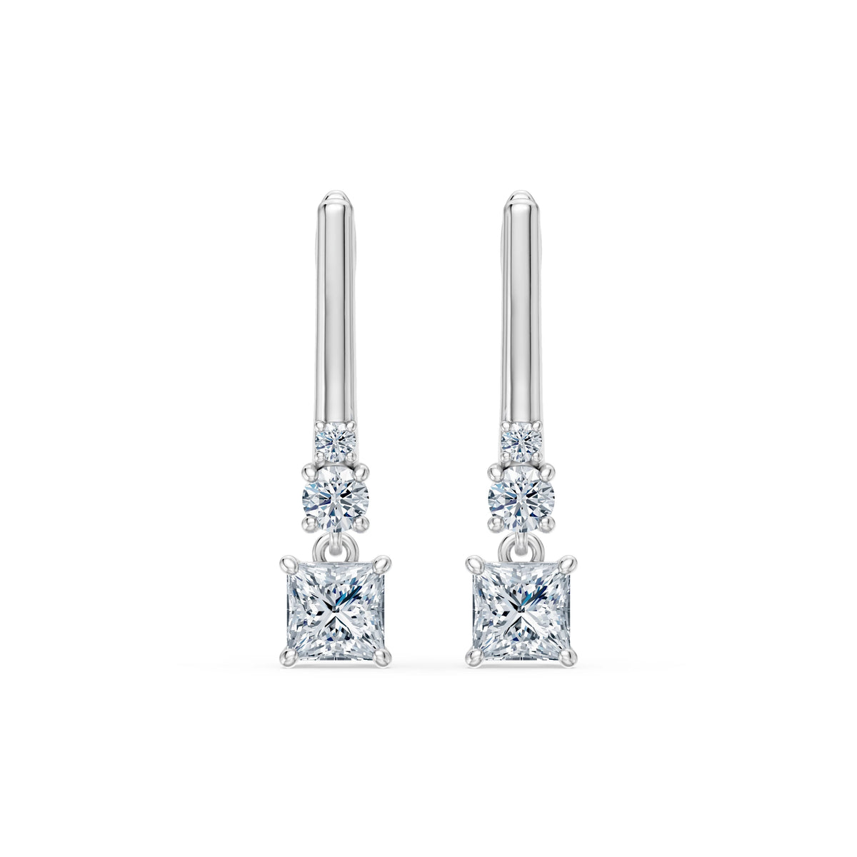 Cercei din Aur cu Diamante, Forma Princess, 1,01 CT