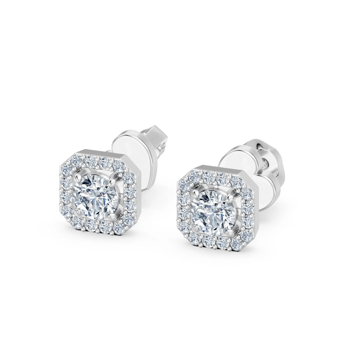 Cercei din Aur cu Diamante, Forma Cushion, 0,59 CT