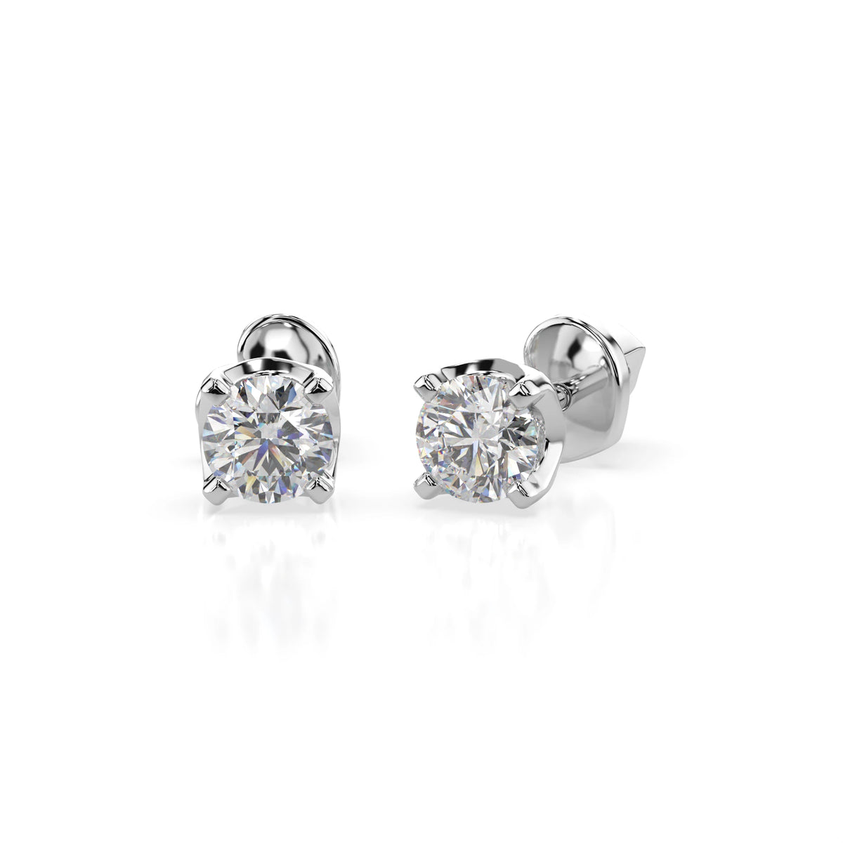 Cercei din Aur cu Diamante, Forma Rotund Briliant, 0,40 CT