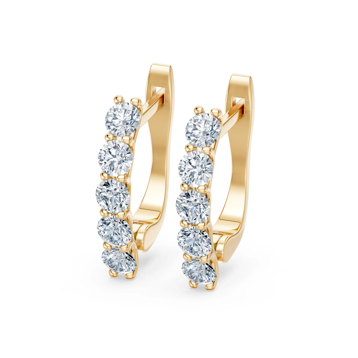 Cercei din Aur cu Diamante, Forma Rotund Briliant, 1,00 CT
