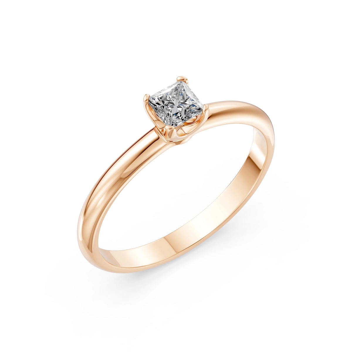 Inel de Logodnă Solitaire din Aur, Diamant Princess 0,40 CT