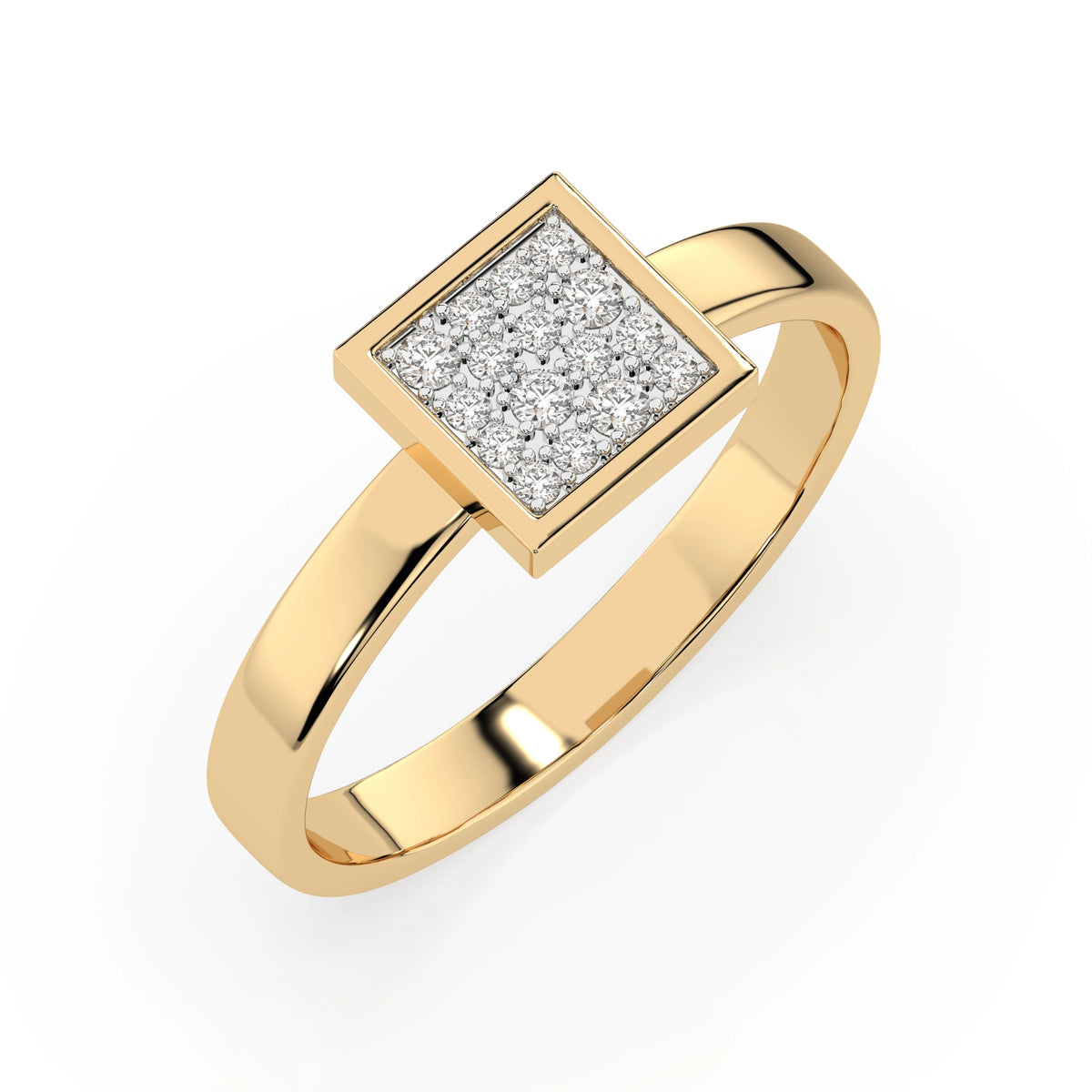 Inel din Aur cu Diamante, Forma Rotund Briliant, 0,13 CT