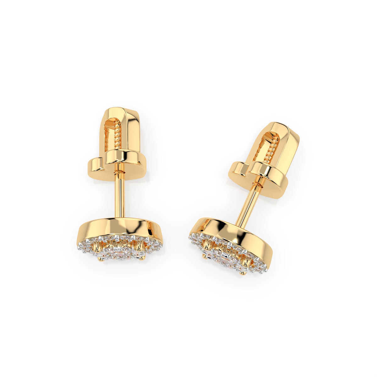Cercei din Aur cu Diamante, Forma Rotund Briliant, 0,36 CT