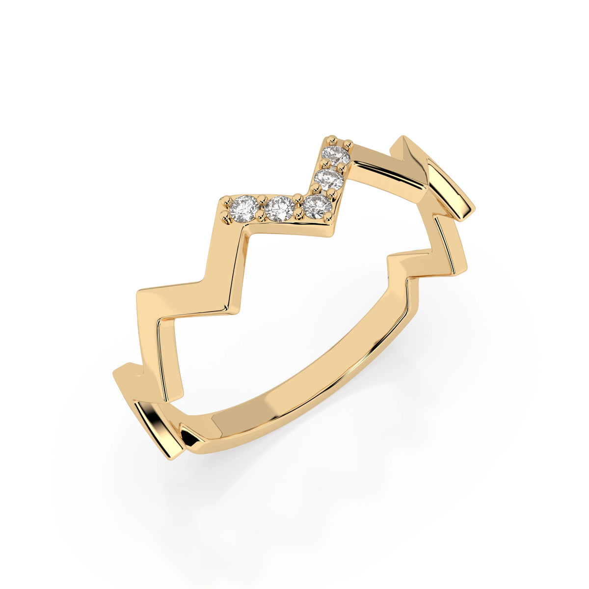 Inel din Aur cu Diamante, Forma Rotund Briliant, 0,05 CT