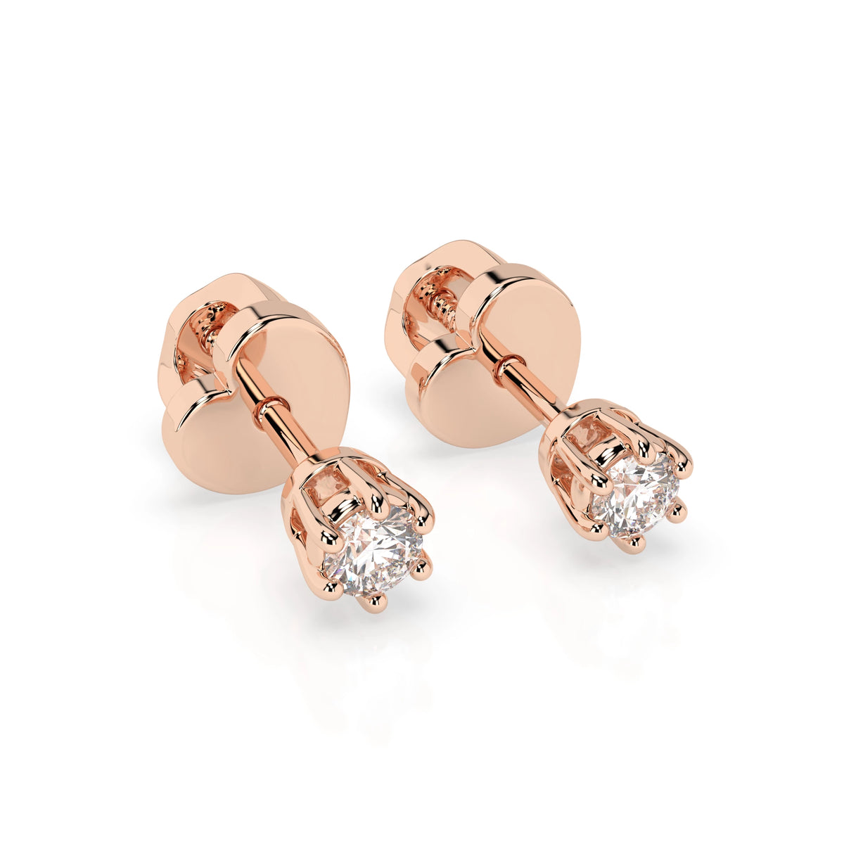 Cercei din Aur cu Diamante, Forma Rotund Briliant, 0,12 CT