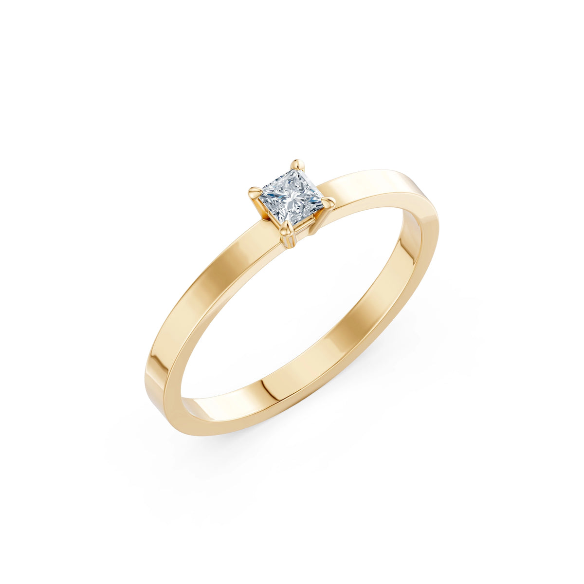 Inel de Logodnă Solitaire din Aur, Diamant Princess 0,17 CT