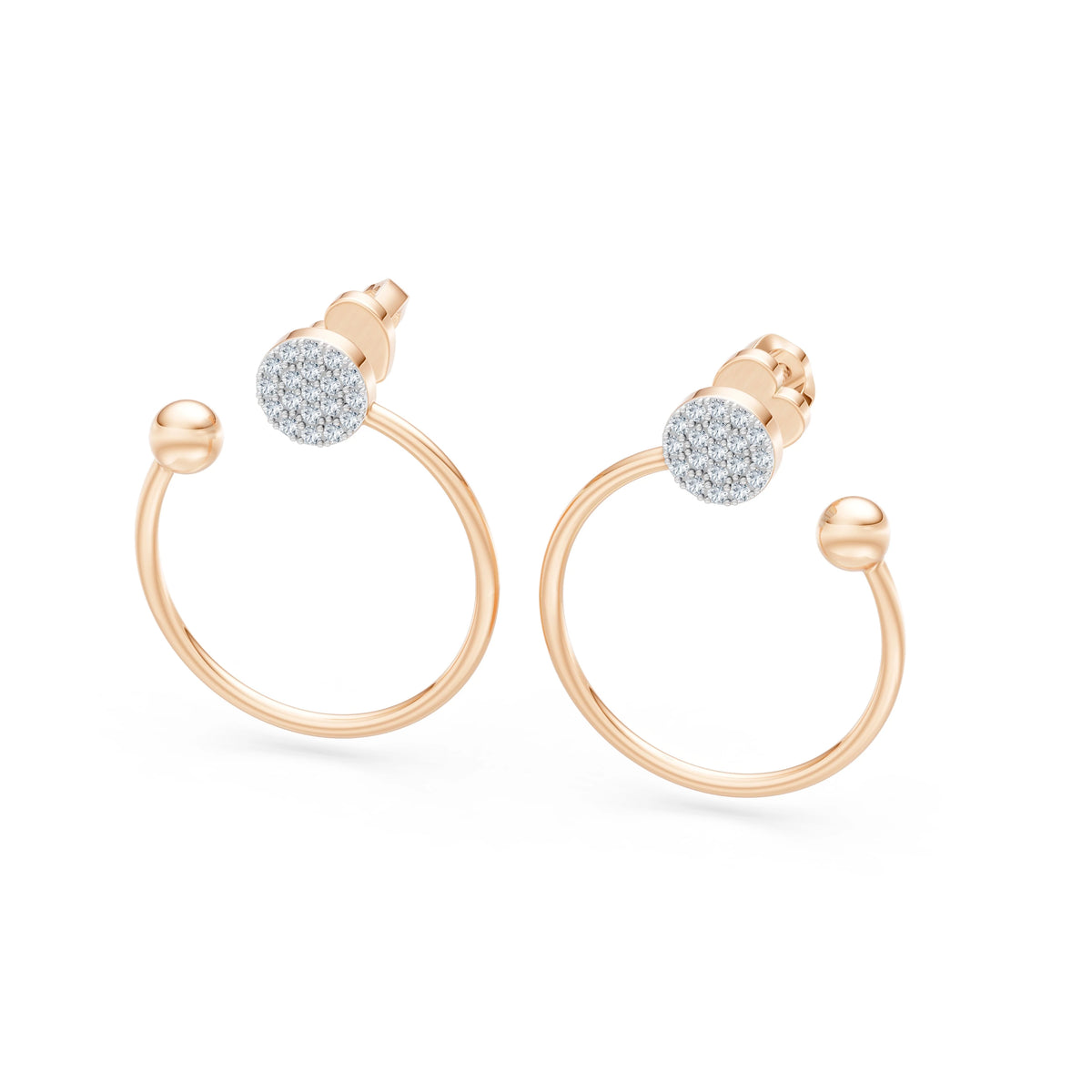 Cercei din Aur cu Diamante, Forma Rotund Briliant, 0,23 CT