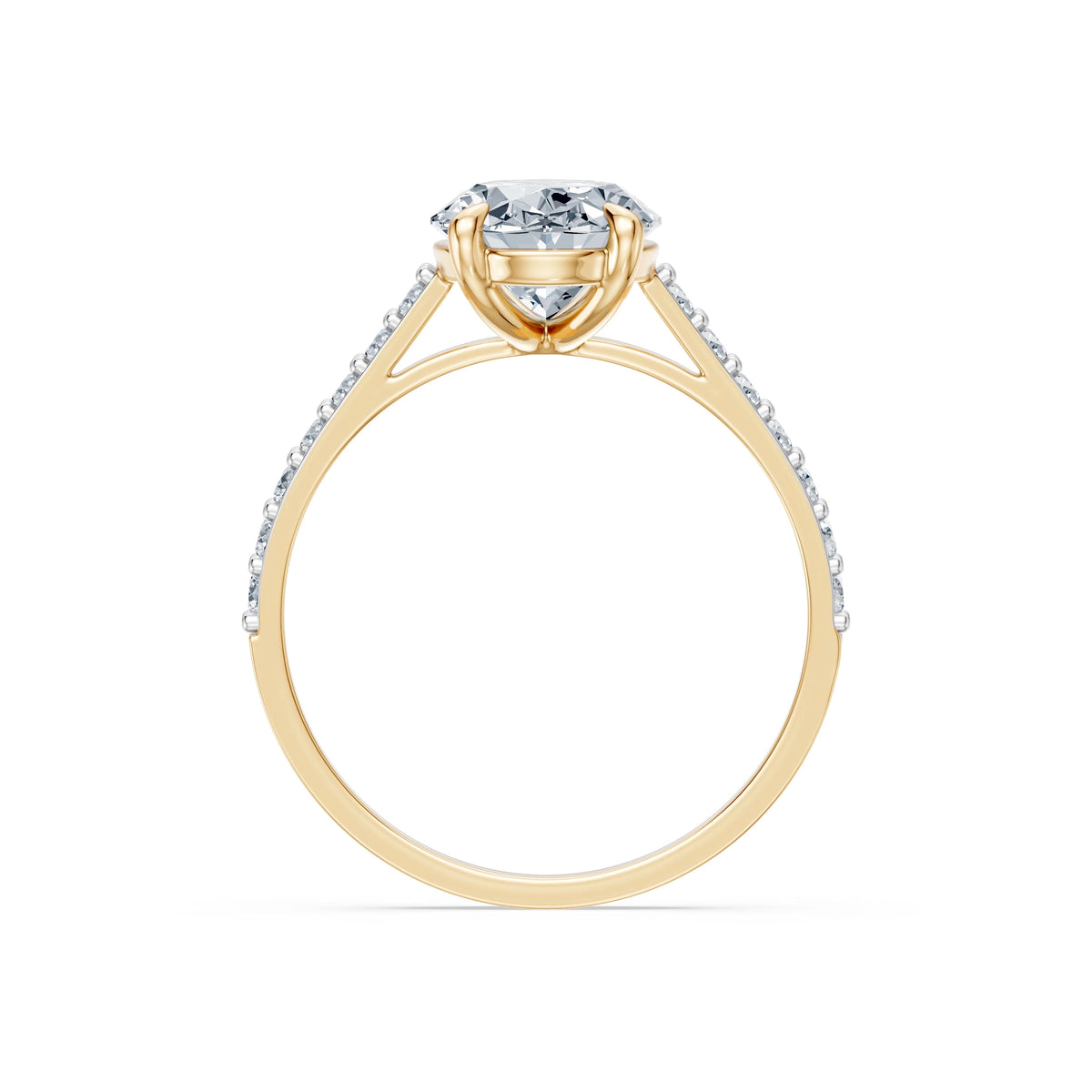 Inel de Logodnă din Aur cu Diamant Central Oval și Diamante Laterale 2,28 CT