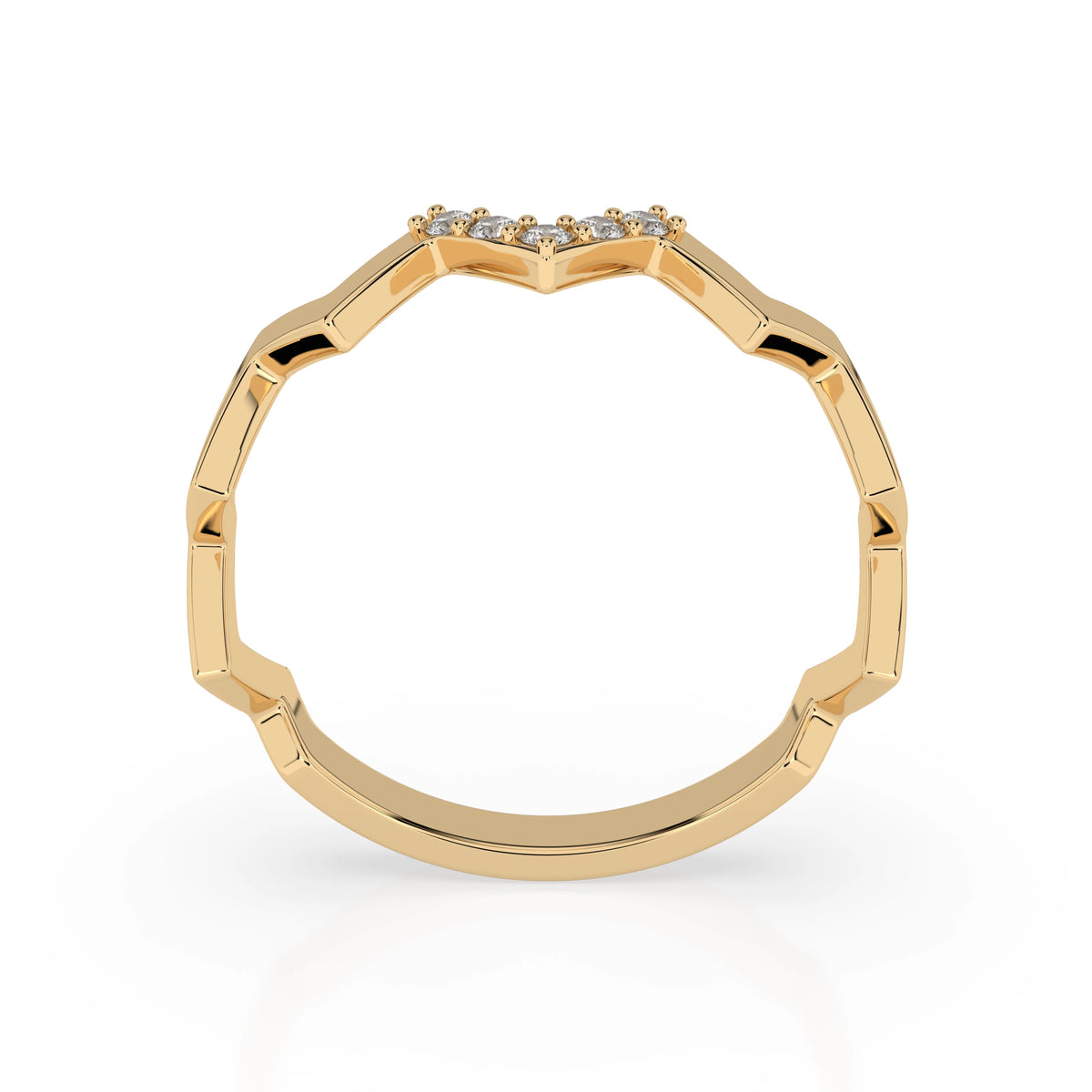 Inel din Aur cu Diamante, Forma Rotund Briliant, 0,05 CT
