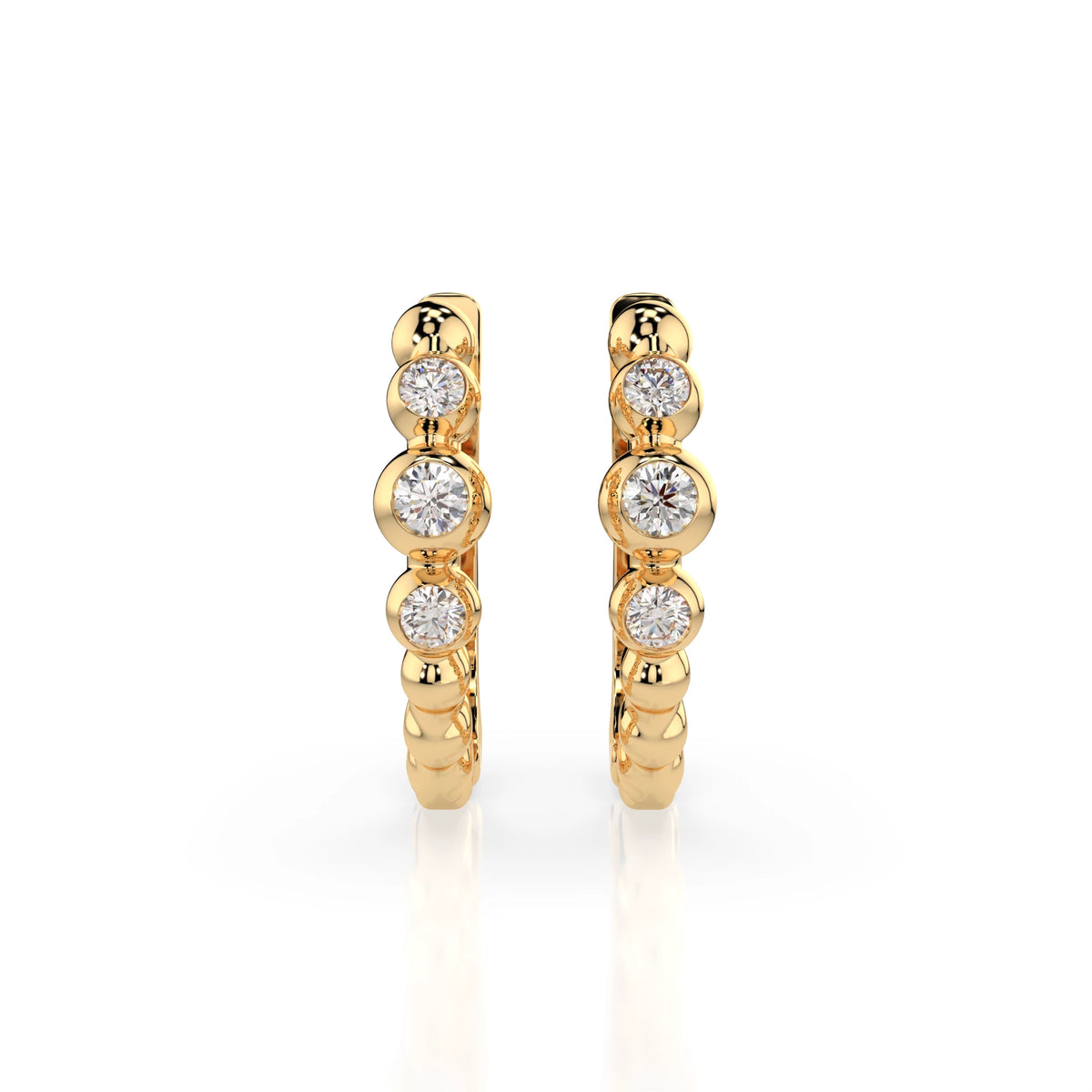 Cercei din Aur cu Diamante, Forma Rotund Briliant, 0,16 CT