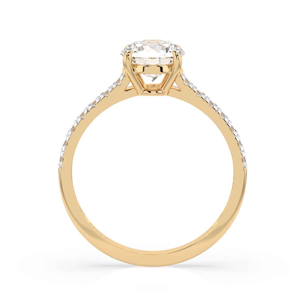 Inel de Logodnă din Aur cu Diamant Central Rotund Briliant și Diamante Laterale 0,91 CT