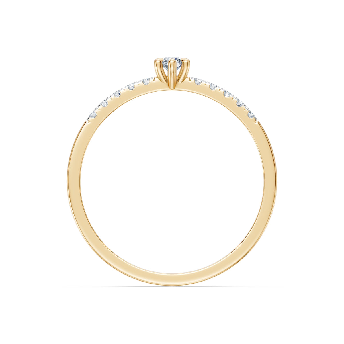 Inel de Logodnă din Aur cu Diamant Central Rotund Briliant și Diamante Laterale 0,17 CT