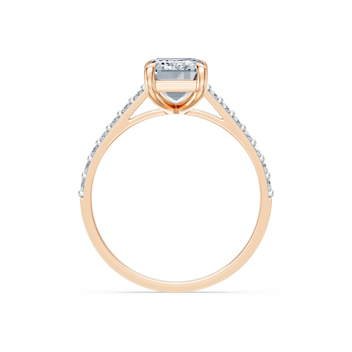 Inel de Logodnă din Aur cu Diamant Central Emerald și Diamante Laterale 2,28 CT