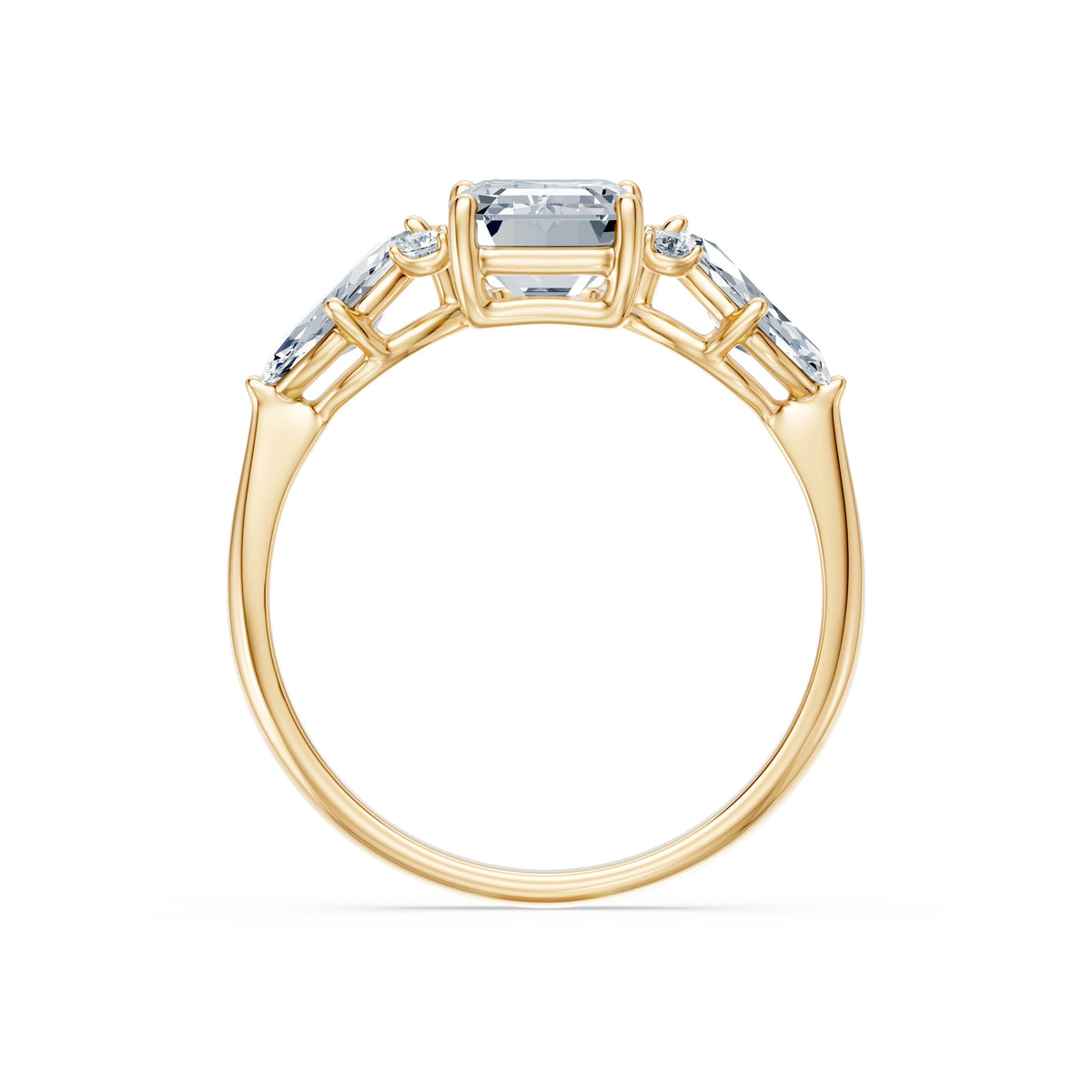 Inel de Logodnă din Aur cu Diamant Central Emerald și Diamante Laterale 2,67 CT