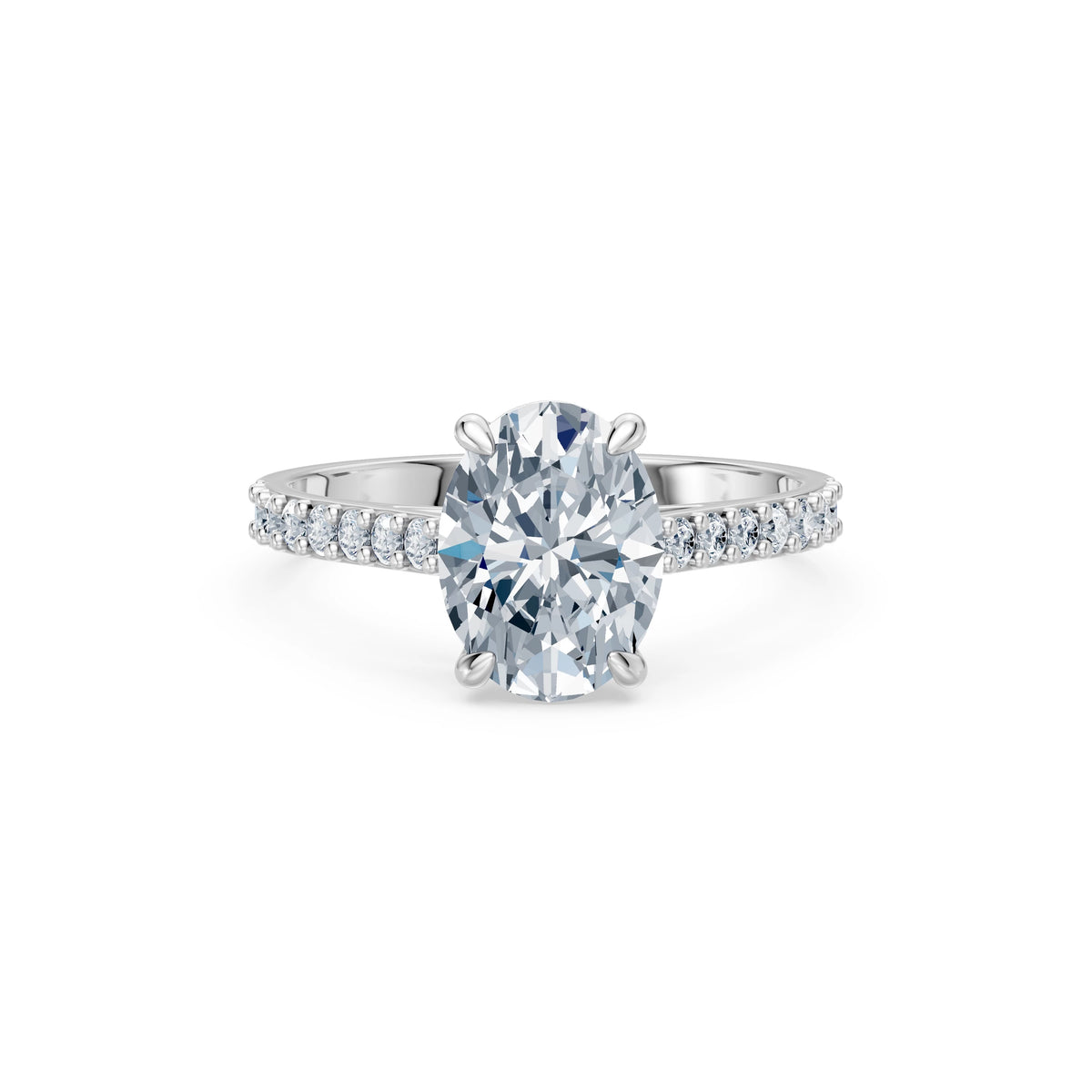 Inel de Logodnă din Aur cu Diamant Central Oval și Diamante Laterale 2,28 CT