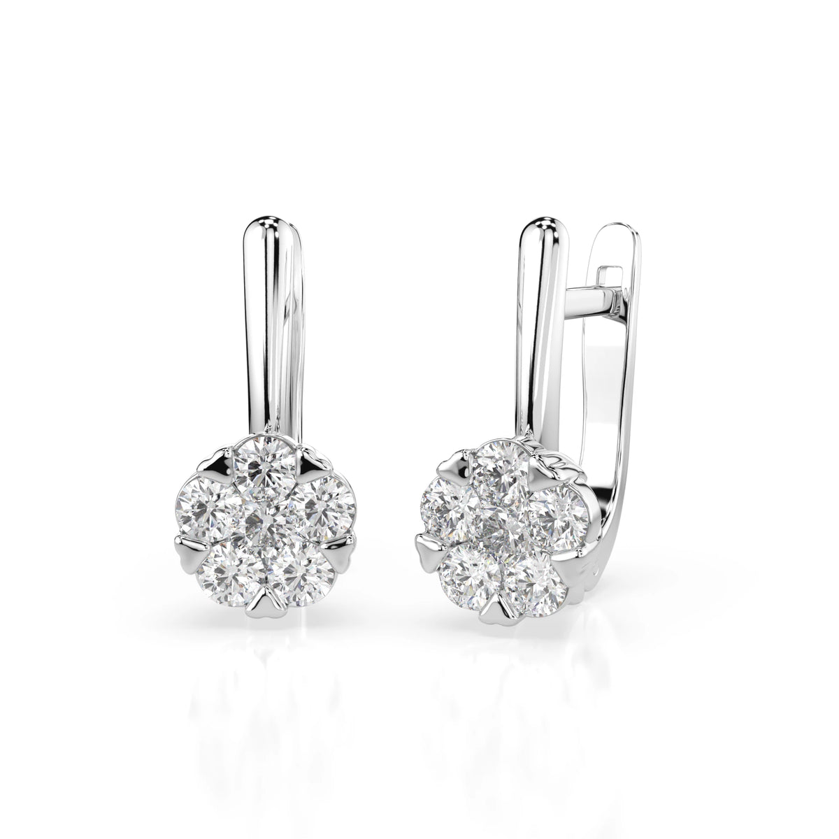 Cercei din Aur cu Diamante, Forma Rotund Briliant, 0,73 CT