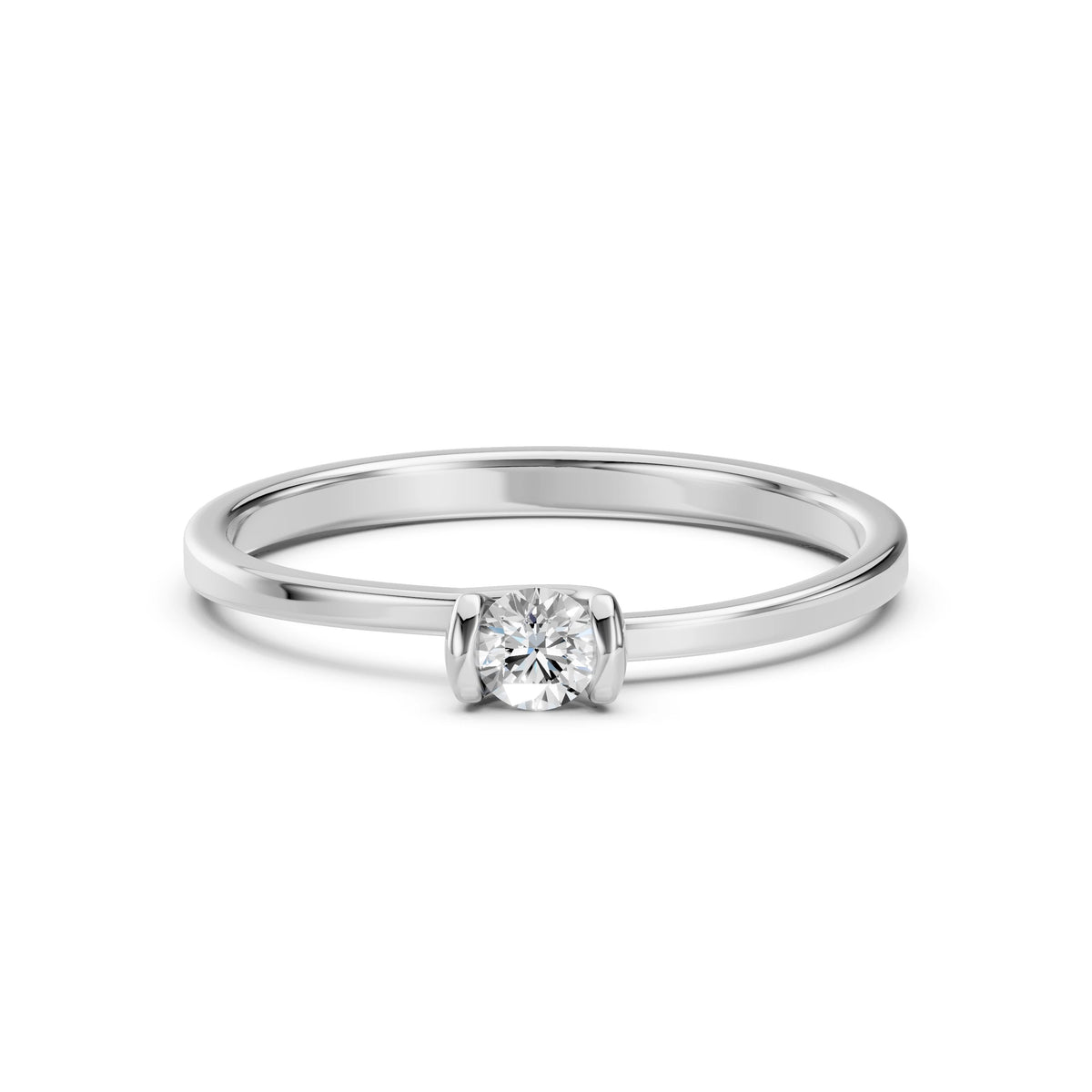 Inel de Logodnă Solitaire din Aur, Diamant Rotund Briliant 0,15 CT