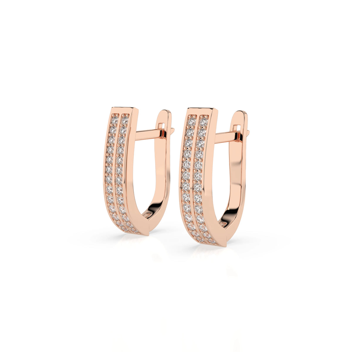 Cercei din Aur cu Diamante, Forma Rotund Briliant, 0,42 CT