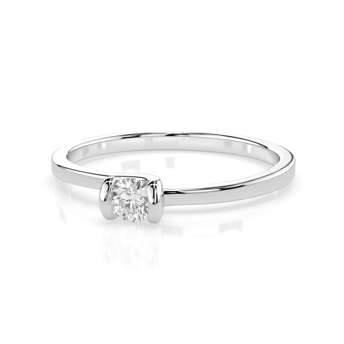 Inel de Logodnă Solitaire din Aur, Diamant Rotund Briliant 0,10 CT