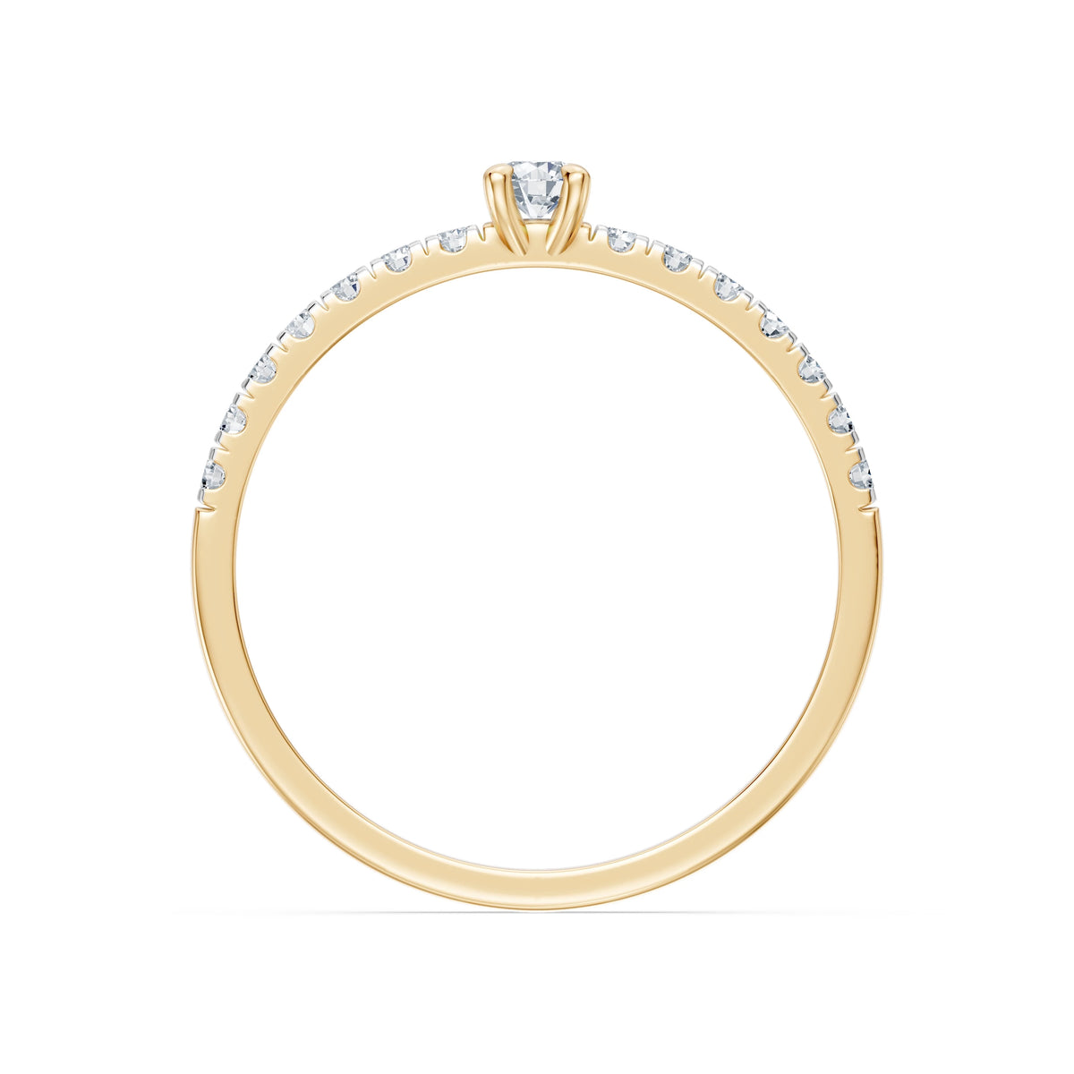Inel de Logodnă din Aur cu Diamant Central Rotund Briliant și Diamante Laterale 0,30 CT
