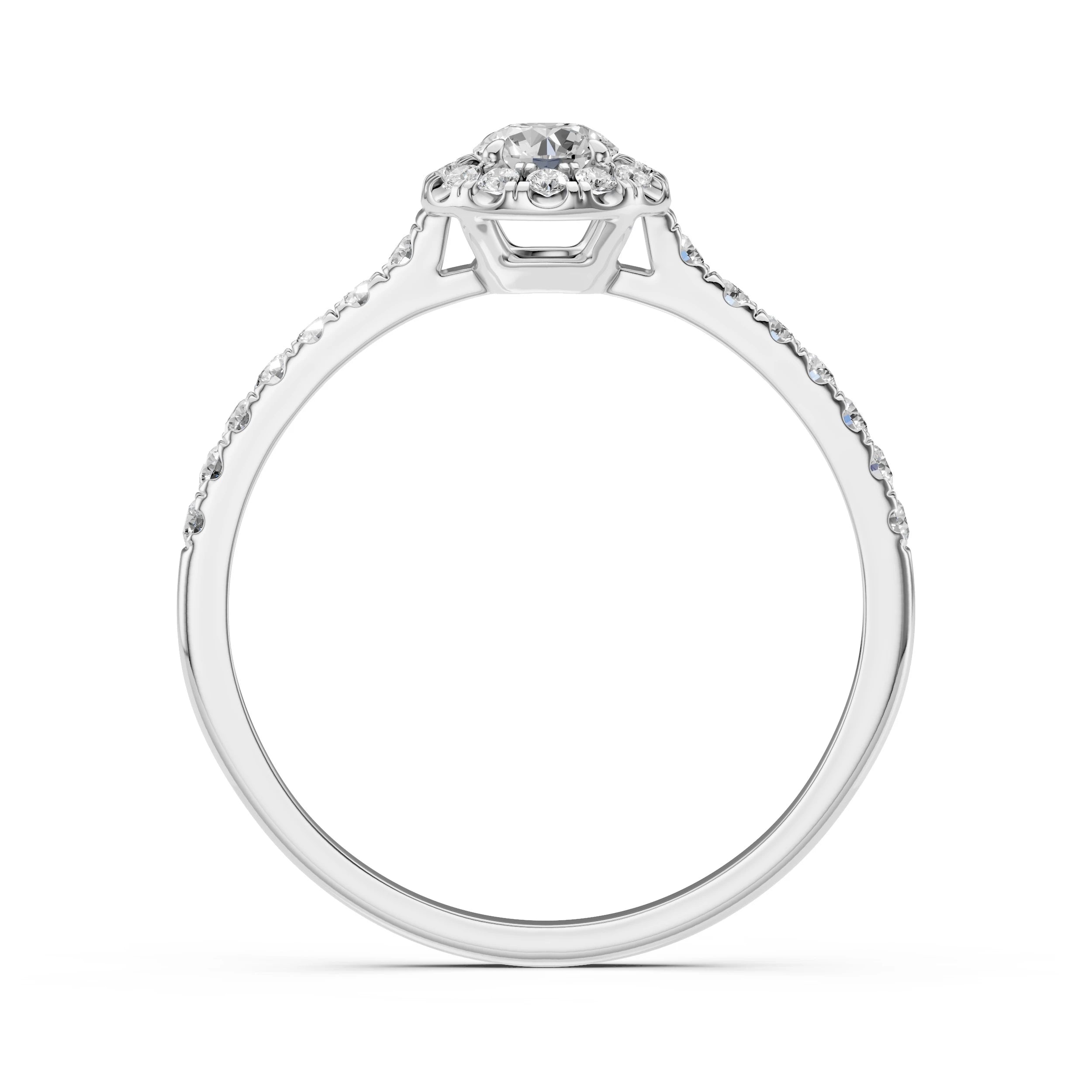 Inel de Logodnă din Aur cu Diamant Central și Diamante Laterale Rotunde 0.54 CT