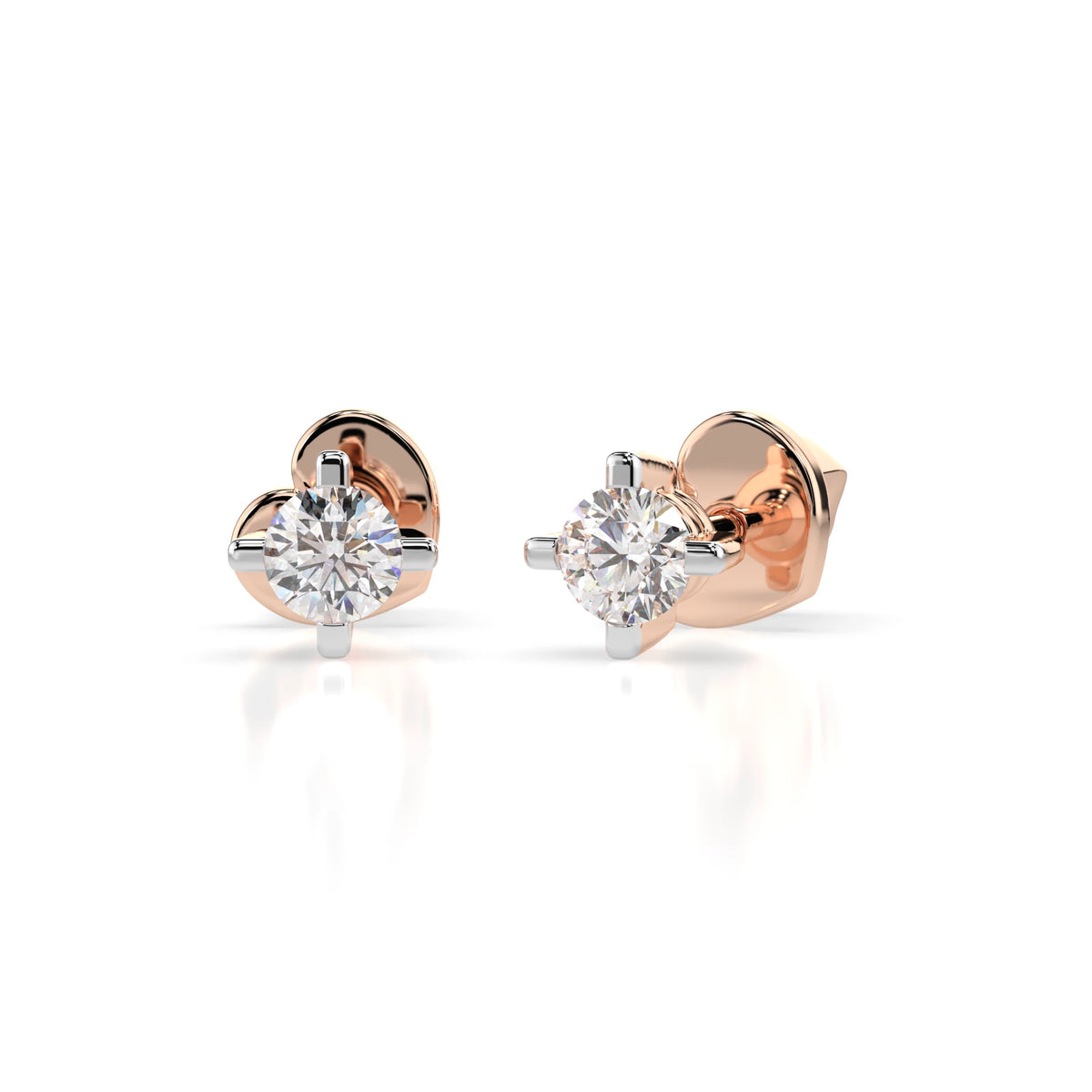 Cercei din Aur cu Diamante, Forma Rotund Briliant, 0,12 CT