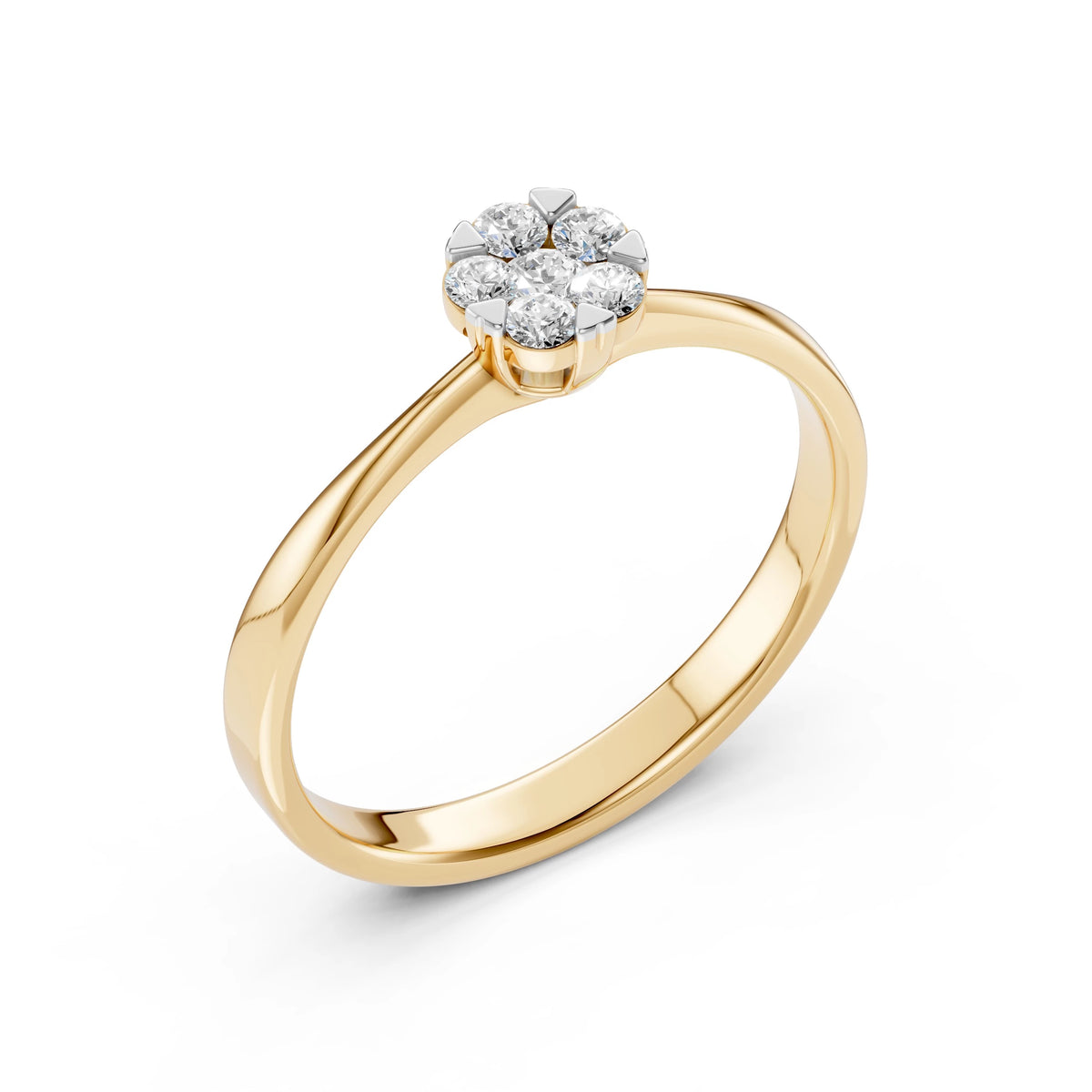 Inel din Aur cu Diamante, Forma Rotund Briliant, 0,20 CT