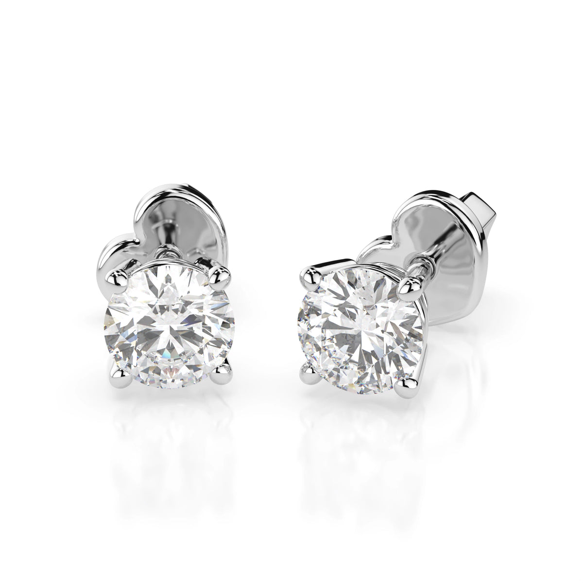 Cercei din Aur cu Diamante, Forma Rotund Briliant, 0,40 CT