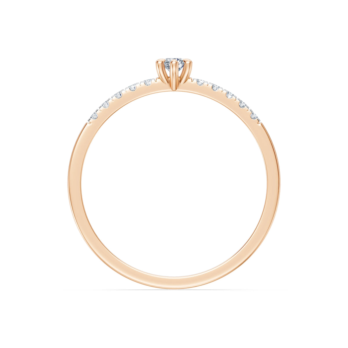 Inel de Logodnă din Aur cu Diamant Central Rotund Briliant și Diamante Laterale 0,17 CT