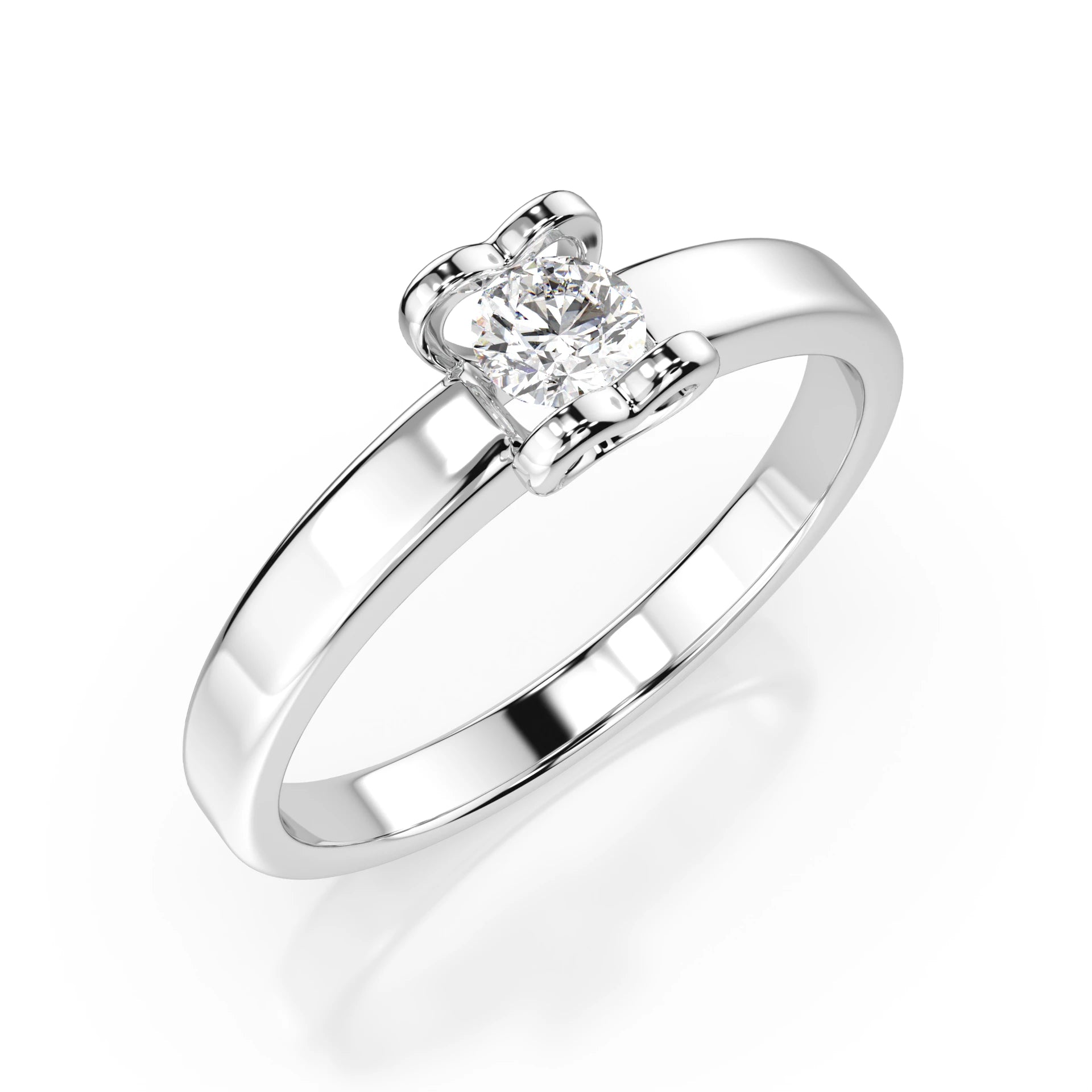 Inel de Logodnă Solitaire din Aur, Diamant Rotund Briliant 0.15 CT