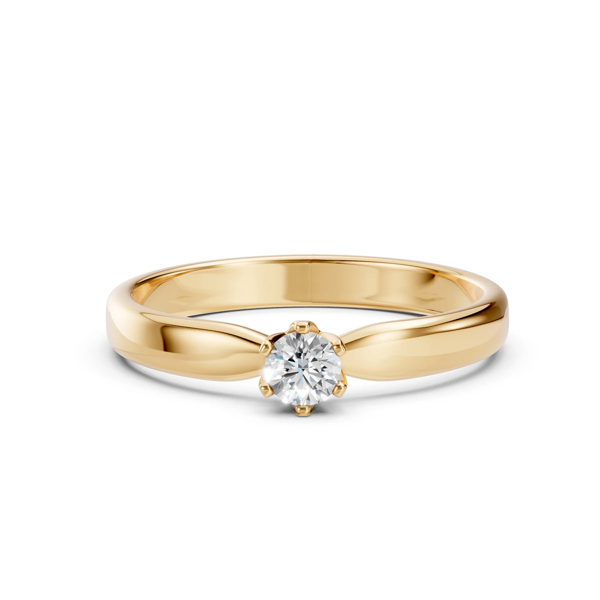 Inel de Logodnă Solitaire din Aur, Diamant Rotund Briliant 0,15 CT