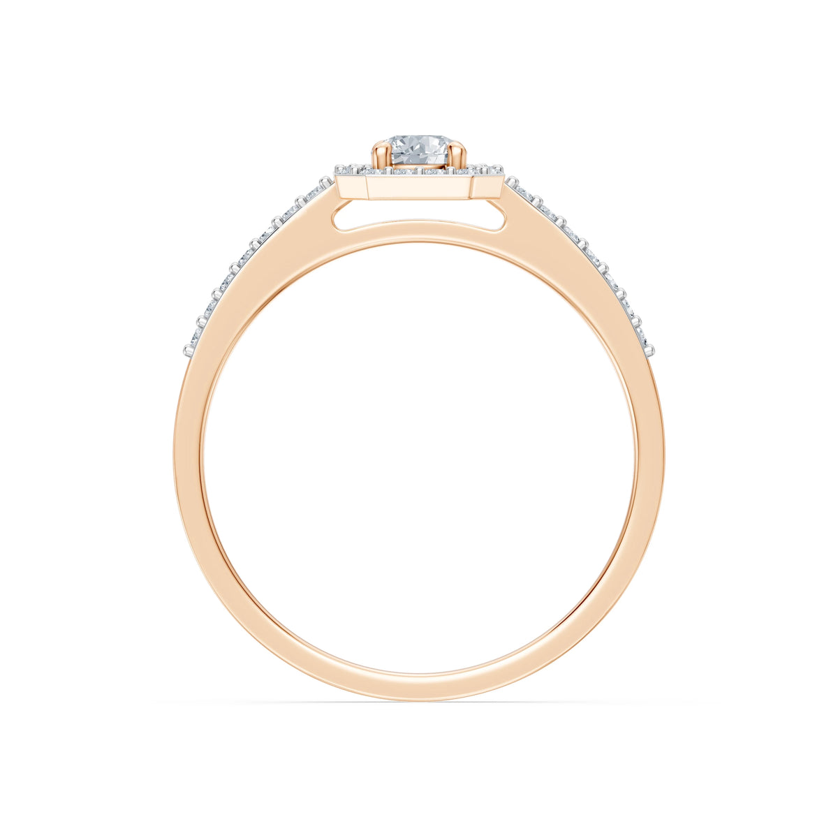 Inel de Logodnă din Aur cu Diamant Central Rotund Briliant și Diamante Laterale 0,38 CT