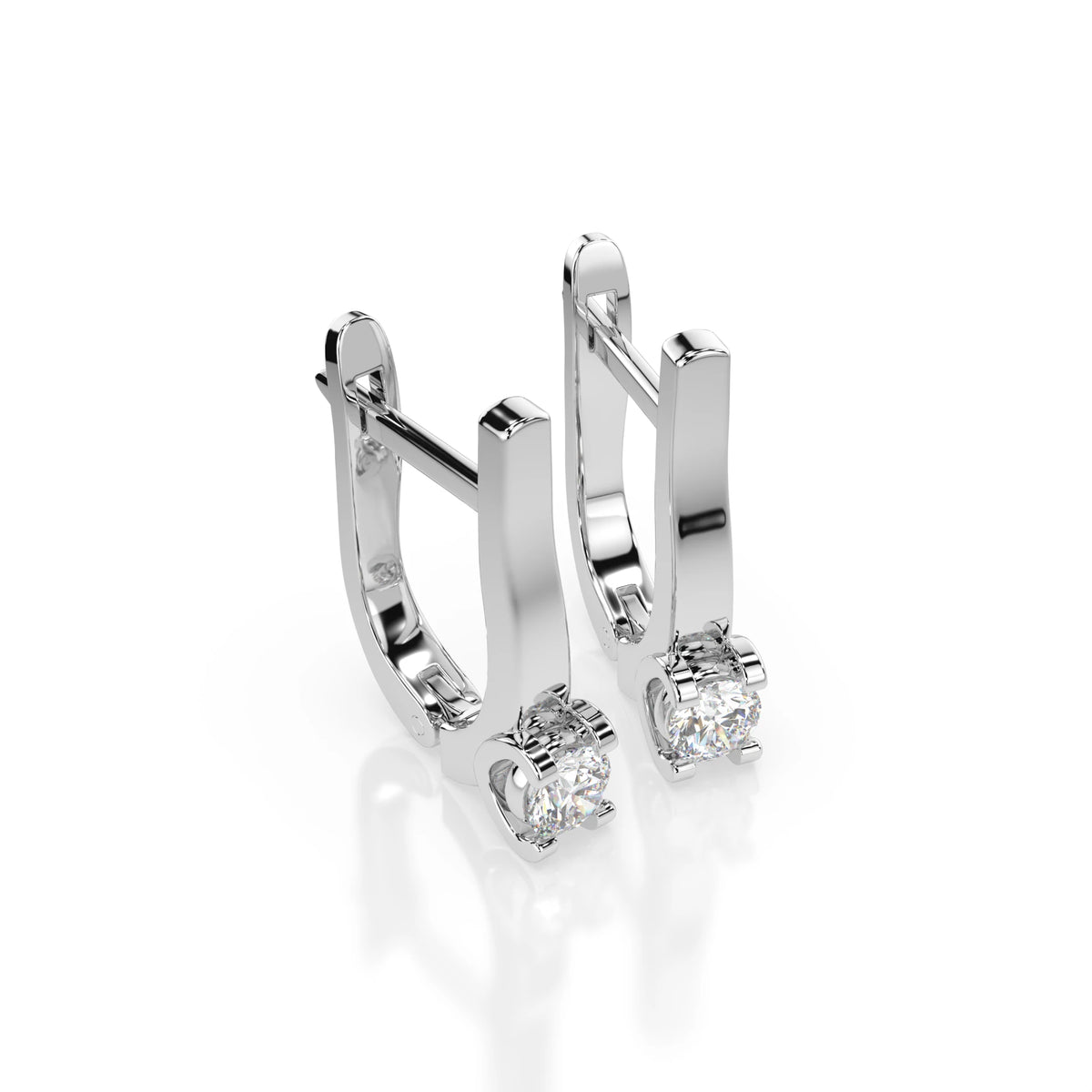Cercei din Aur cu Diamante, Forma Rotund Briliant, 0,30 CT