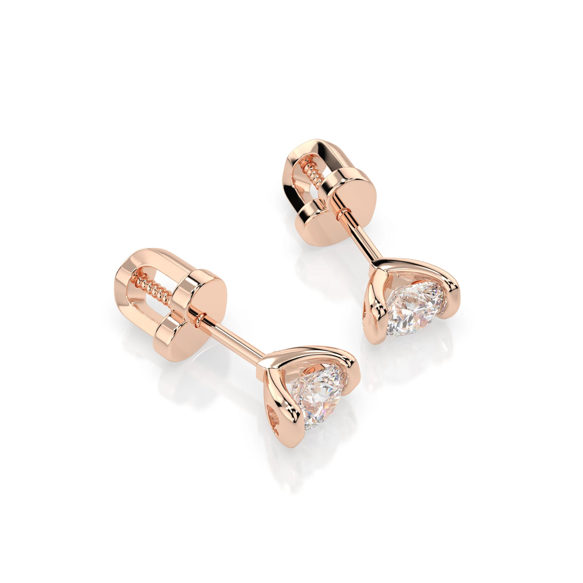 Cercei din Aur cu Diamante, Forma Rotund Briliant, 0,40 CT