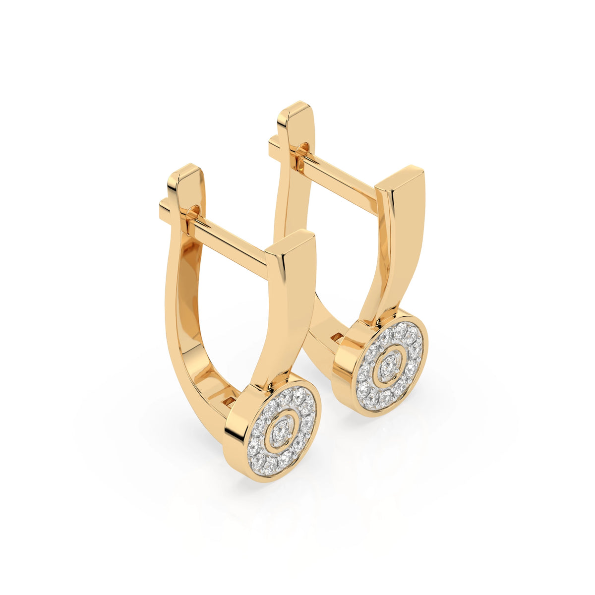Cercei din Aur cu Diamante, Forma Rotund Briliant, 0,15 CT