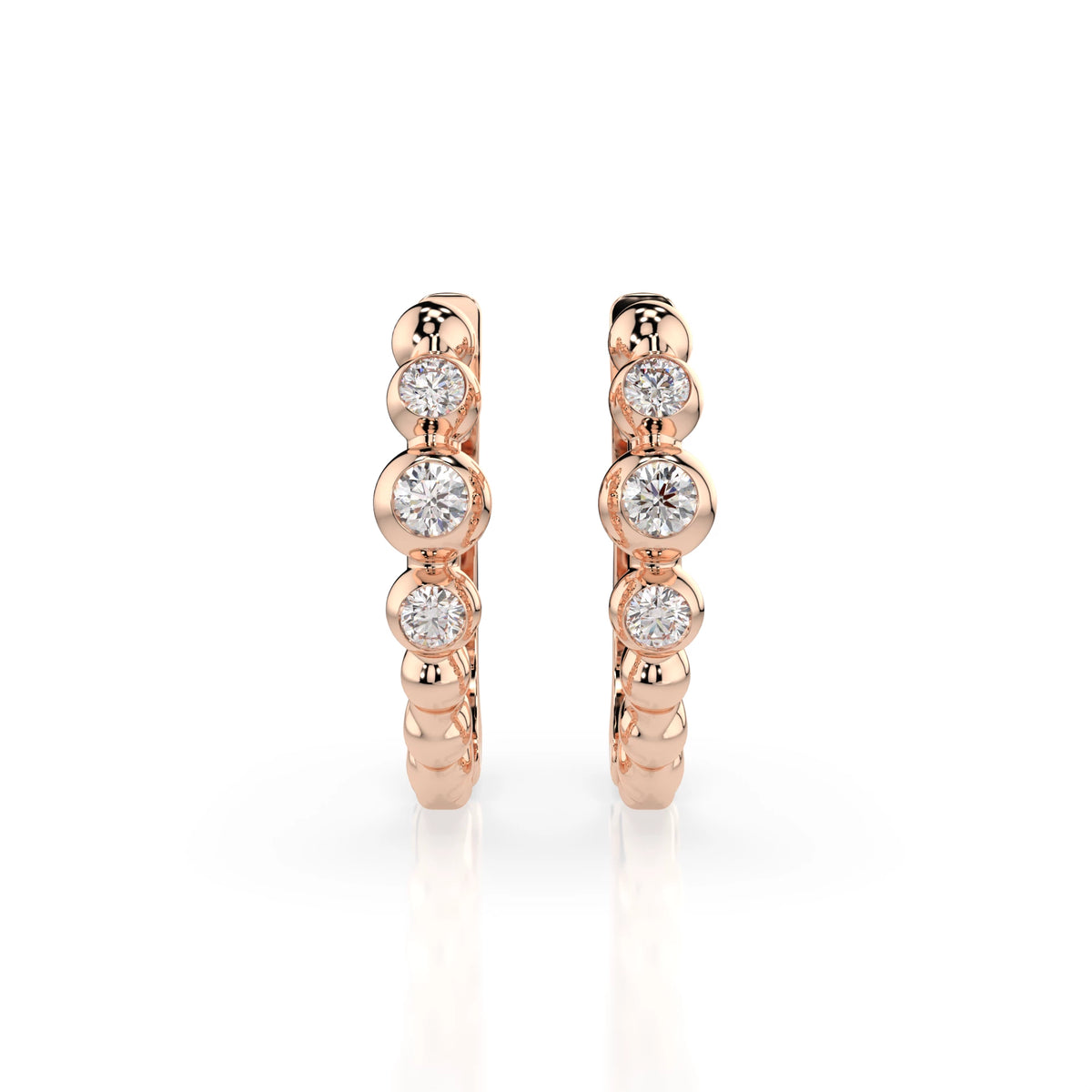 Cercei din Aur cu Diamante, Forma Rotund Briliant, 0,16 CT
