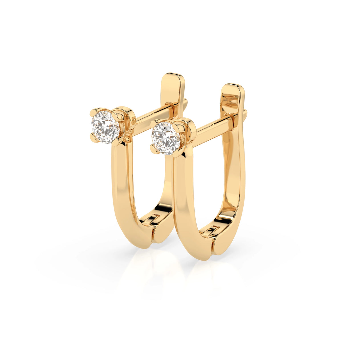 Cercei din Aur cu Diamante, Forma Rotund Briliant, 0,12 CT