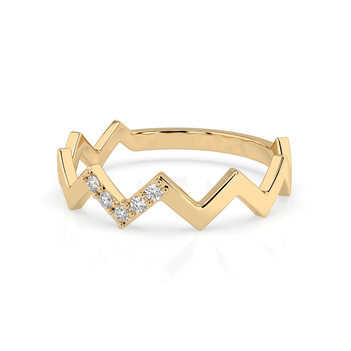 Inel din Aur cu Diamante, Forma Rotund Briliant, 0,05 CT