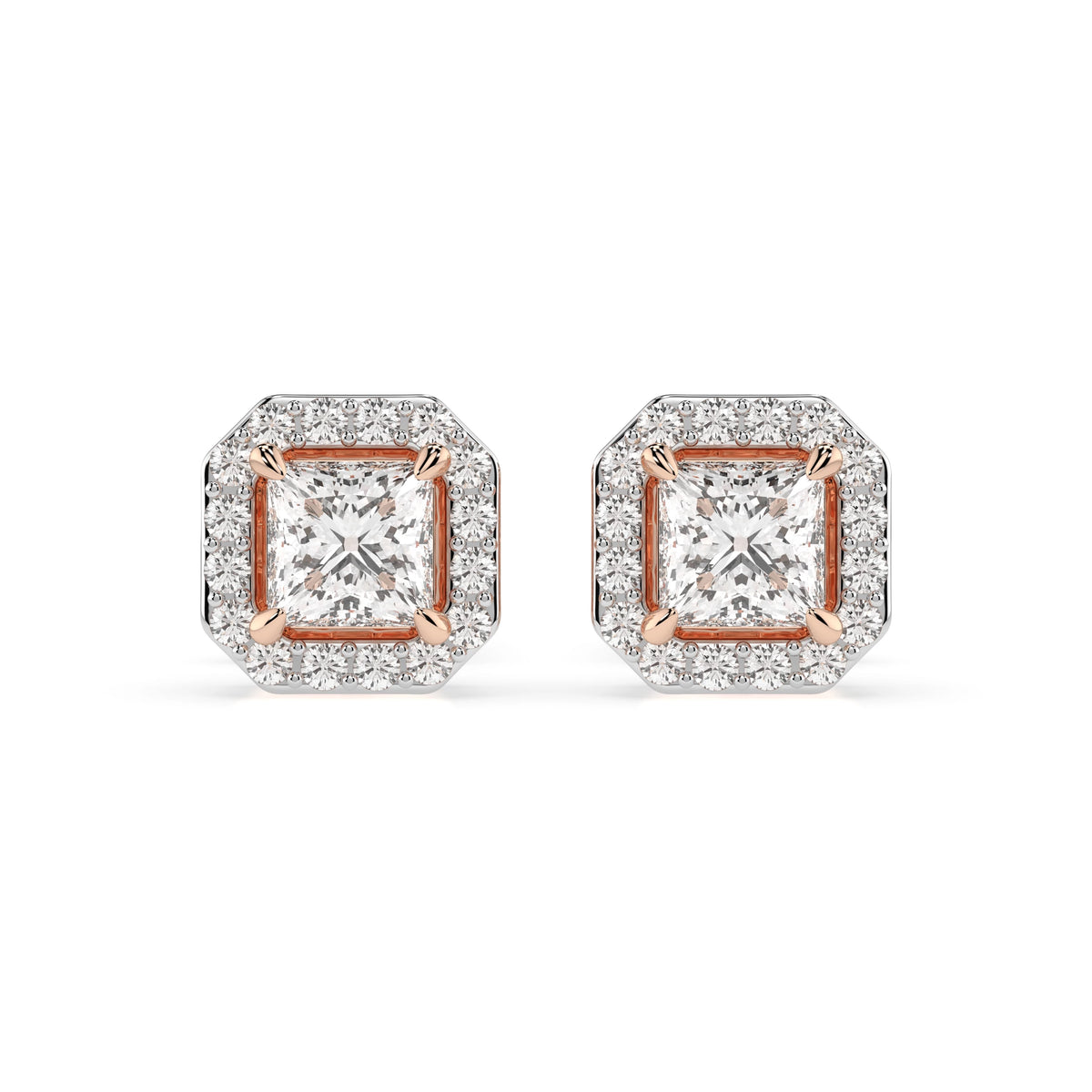 Cercei din Aur cu Diamante, Forma Princess, 0,50 CT