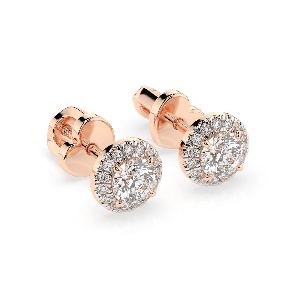 Cercei din Aur cu Diamante, Forma Rotund Briliant, 0,54 CT