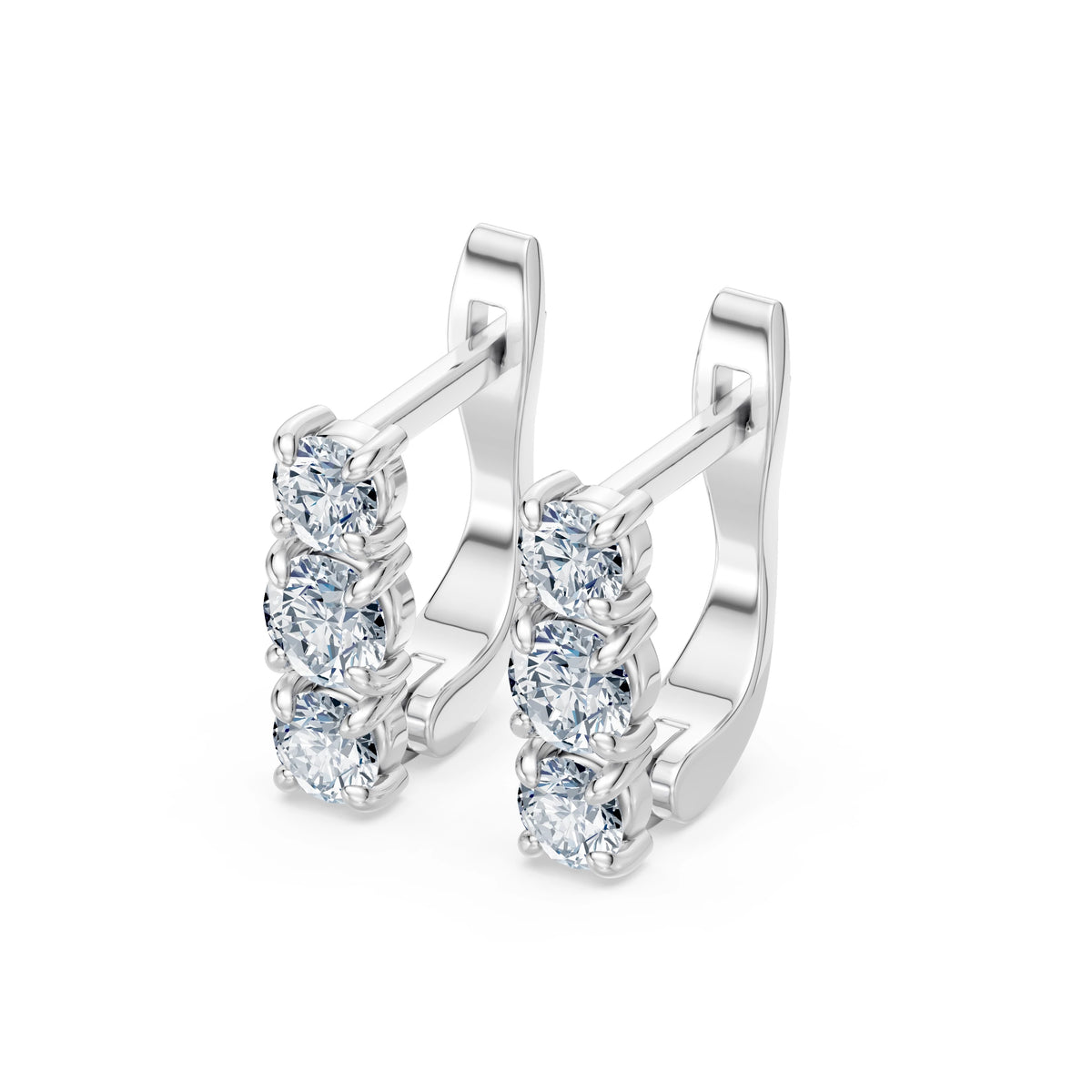 Cercei din Aur cu Diamante, Forma Rotund Briliant, 0,66 CT