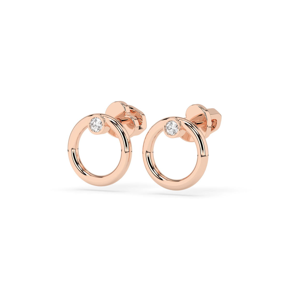 Cercei din Aur cu Diamante, Forma Rotund Briliant, 0,06 CT