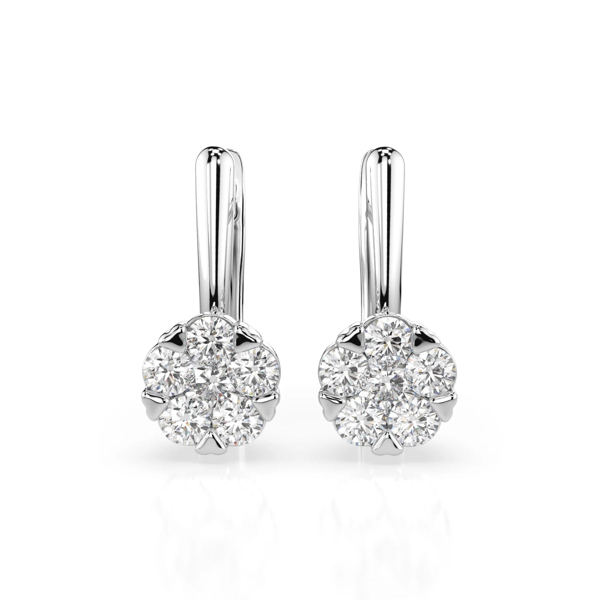 Cercei din Aur cu Diamante, Forma Rotund Briliant, 0,73 CT