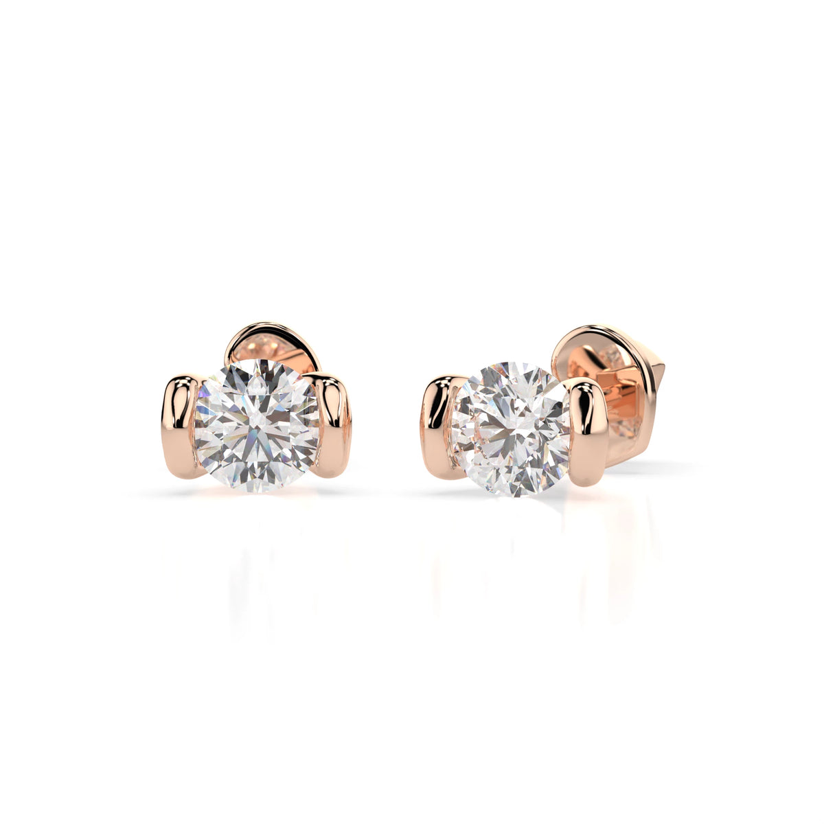 Cercei din Aur cu Diamante, Forma Rotund Briliant, 0,40 CT