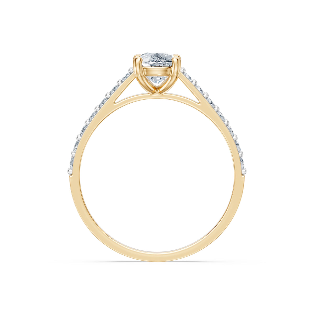 Inel de Logodnă din Aur cu Diamant Central Cushion și Diamante Laterale 1,28 CT