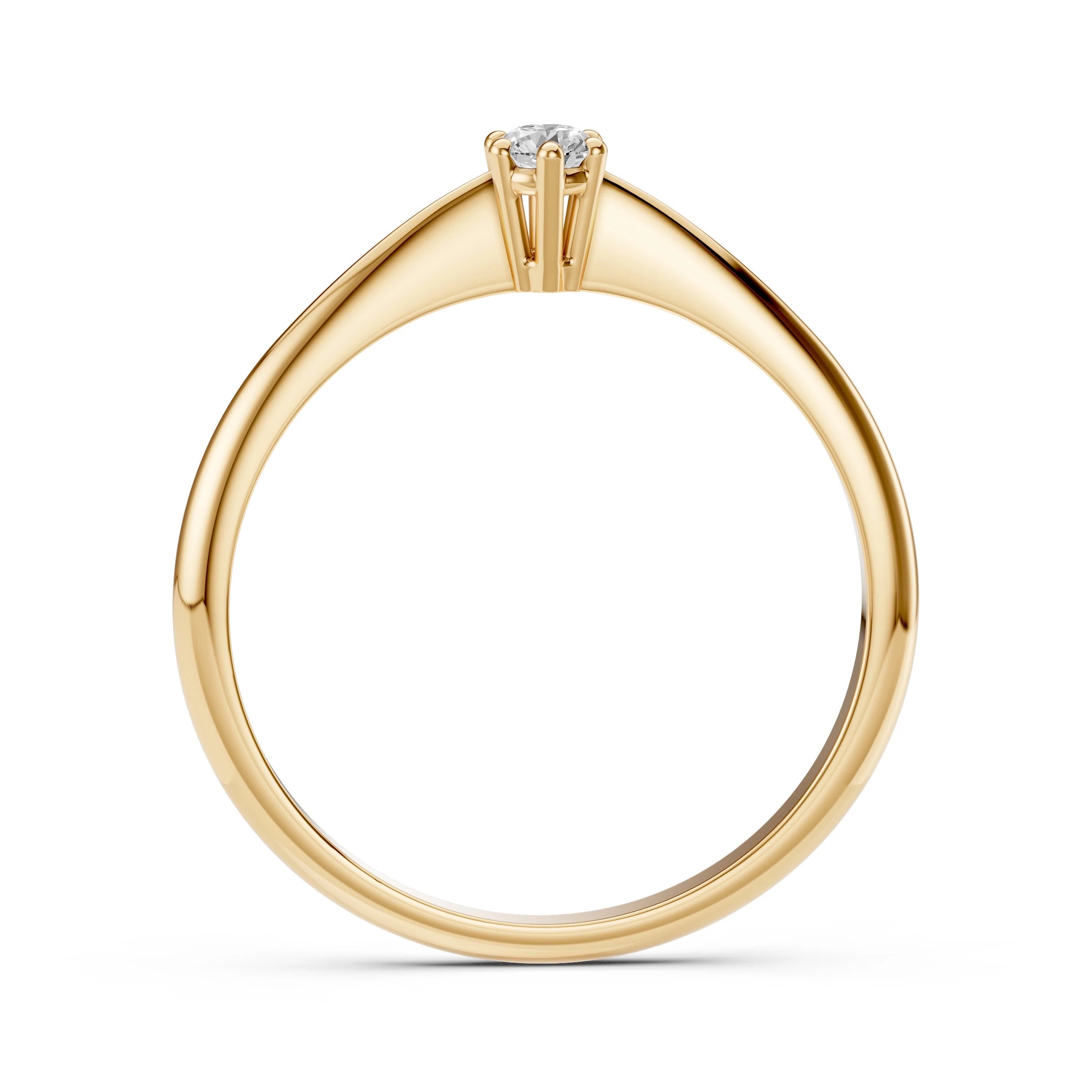 Inel de Logodnă Solitaire din Aur, Diamant Rotund Briliant 0.15 CT