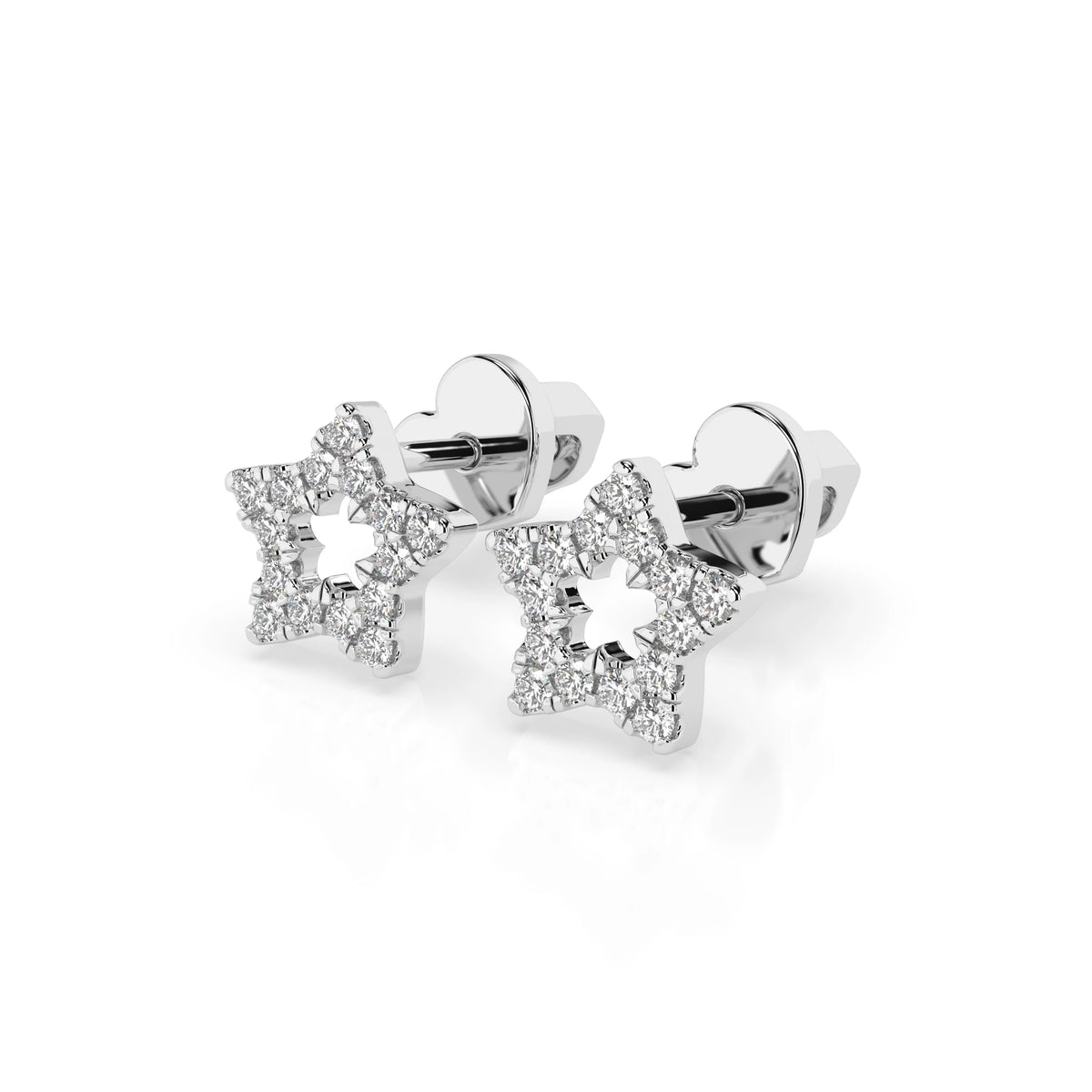 Cercei din Aur cu Diamante, Forma Rotund Briliant, 0,18 CT