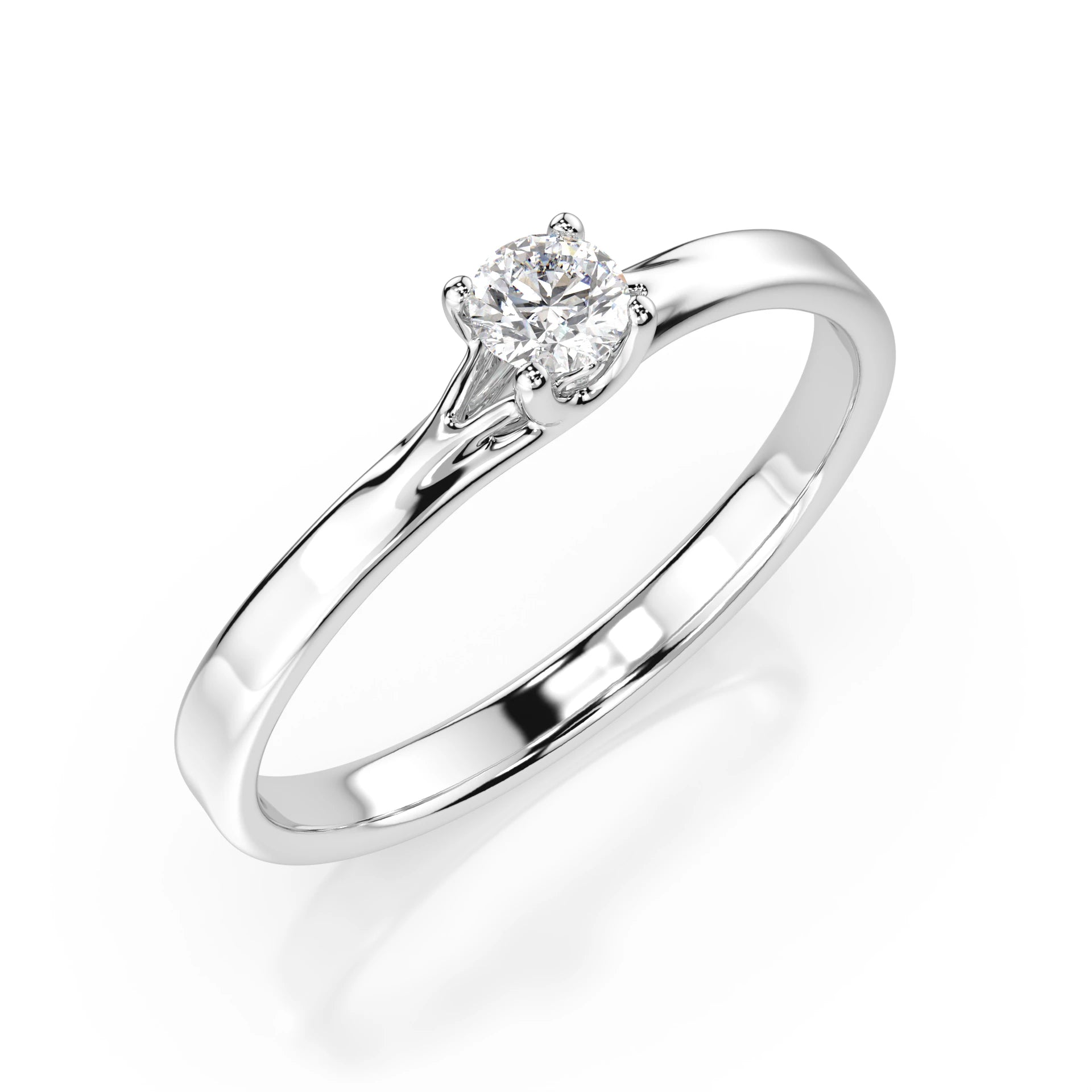 Inel de Logodnă Solitaire din Aur, Diamant Rotund Briliant 0.10 CT