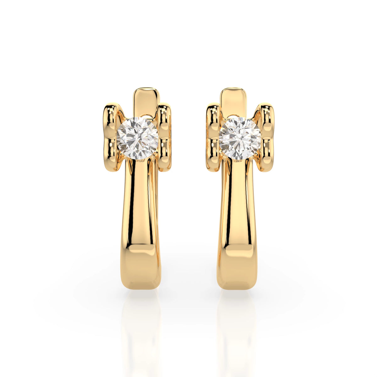 Cercei din Aur cu Diamante, Forma Rotund Briliant, 0,20 CT