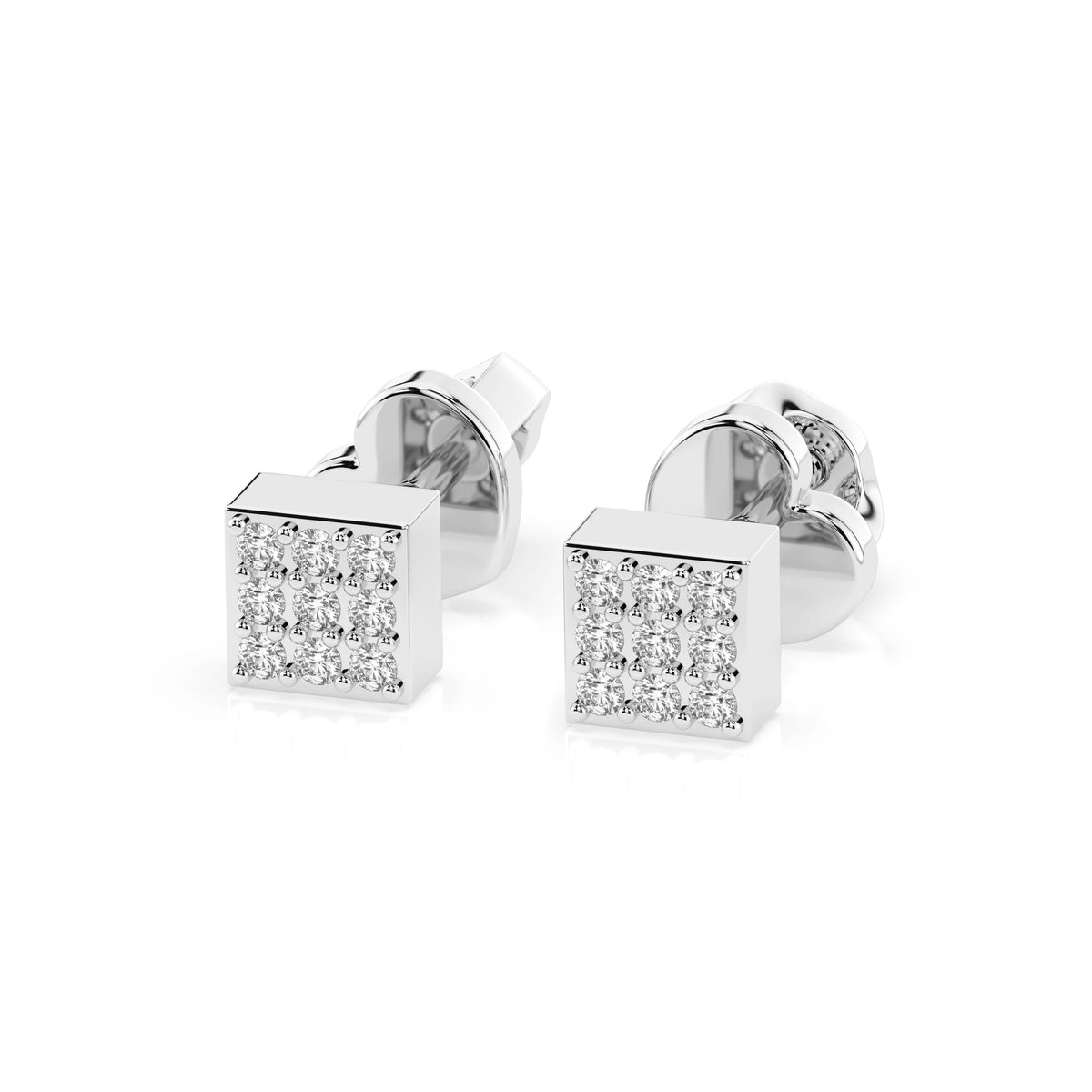Cercei din Aur cu Diamante, Forma Rotund Briliant, 0,11 CT